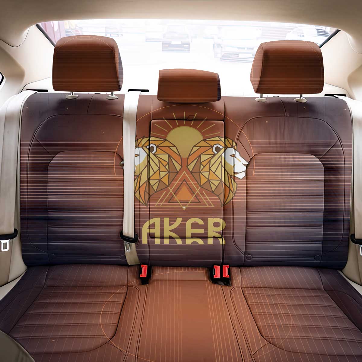 Aker Back Car Seat Cover Ancient Egyptian Sunset Gradient, Twin Lion Guardians, and Solar Disc - African Pride