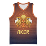 Aker Basketball Jersey Ancient Egyptian Sunset Gradient, Twin Lion Guardians, and Solar Disc - African Pride