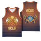 Aker Basketball Jersey Ancient Egyptian Sunset Gradient, Twin Lion Guardians, and Solar Disc - African Pride