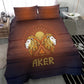 Aker Bedding Set Ancient Egyptian Sunset Gradient, Twin Lion Guardians, and Solar Disc - African Pride