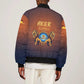 Aker Bomber Jacket Ancient Egyptian Sunset Gradient, Twin Lion Guardians, and Solar Disc - African Pride