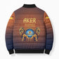 Aker Bomber Puffer Jacket Ancient Egyptian Sunset Gradient, Twin Lion Guardians, and Solar Disc - African Pride