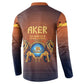 Aker Button Sweatshirt Ancient Egyptian Sunset Gradient, Twin Lion Guardians, and Solar Disc