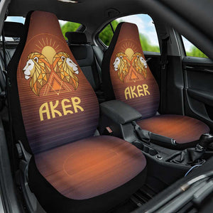 Aker Car Seat Cover Ancient Egyptian Sunset Gradient, Twin Lion Guardians, and Solar Disc - African Pride