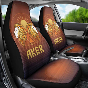 Aker Car Seat Cover Ancient Egyptian Sunset Gradient, Twin Lion Guardians, and Solar Disc - African Pride