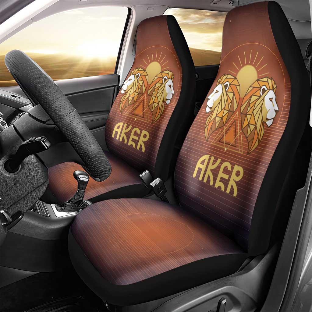Aker Car Seat Cover Ancient Egyptian Sunset Gradient, Twin Lion Guardians, and Solar Disc - African Pride