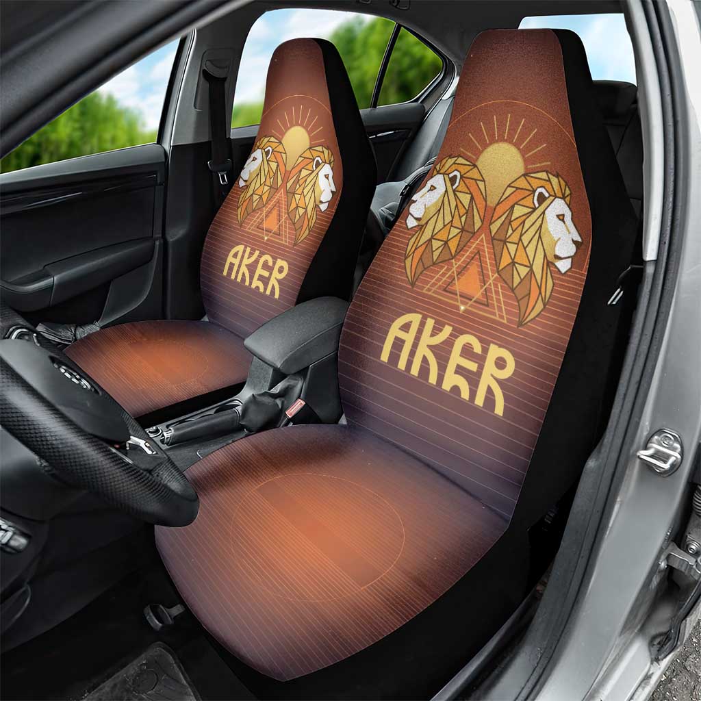 Aker Car Seat Cover Ancient Egyptian Sunset Gradient, Twin Lion Guardians, and Solar Disc - African Pride