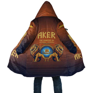 Aker Cloak Ancient Egyptian Sunset Gradient, Twin Lion Guardians, and Solar Disc - African Pride