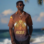 Aker Hawaiian Shirt Ancient Egyptian Sunset Gradient, Twin Lion Guardians, and Solar Disc - African Pride