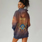 Aker Hoodie Dress Ancient Egyptian Sunset Gradient, Twin Lion Guardians, and Solar Disc - African Pride