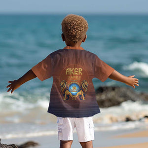 Aker Kid Hawaiian Shirt Ancient Egyptian Sunset Gradient, Twin Lion Guardians, and Solar Disc - African Pride