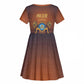 Aker Kid Short Sleeve Dress Ancient Egyptian Sunset Gradient, Twin Lion Guardians, and Solar Disc - African Pride