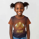 Aker Kid T shirt Ancient Egyptian Sunset Gradient, Twin Lion Guardians, and Solar Disc - African Pride