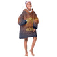 Aker Kid Wearable Blanket Hoodie Ancient Egyptian Sunset Gradient, Twin Lion Guardians, and Solar Disc - African Pride
