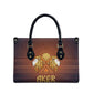 Aker Leather Bag Ancient Egyptian Sunset Gradient, Twin Lion Guardians, and Solar Disc - African Pride