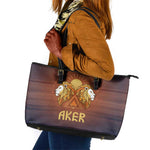 Aker Leather Tote Bag Ancient Egyptian Sunset Gradient, Twin Lion Guardians, and Solar Disc - African Pride