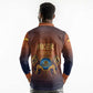 Aker Long Sleeve Polo Shirt Ancient Egyptian Sunset Gradient, Twin Lion Guardians, and Solar Disc - African Pride