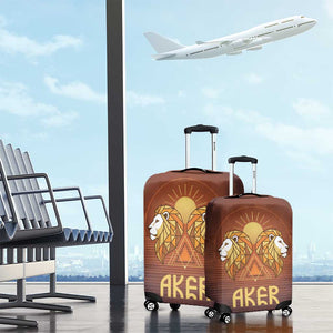Aker Luggage Cover Ancient Egyptian Sunset Gradient, Twin Lion Guardians, and Solar Disc - African Pride