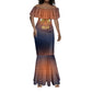 Aker Mermaid Dress Ancient Egyptian Sunset Gradient, Twin Lion Guardians, and Solar Disc - African Pride