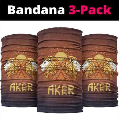 Aker Neck Gaiter Ancient Egyptian Sunset Gradient, Twin Lion Guardians, and Solar Disc - African Pride