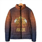 Aker Padded Jacket Ancient Egyptian Sunset Gradient, Twin Lion Guardians, and Solar Disc - African Pride