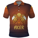 Aker Polo Shirt Ancient Egyptian Sunset Gradient, Twin Lion Guardians, and Solar Disc - African Pride