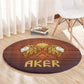 Aker Round Carpet Ancient Egyptian Sunset Gradient, Twin Lion Guardians, and Solar Disc - African Pride