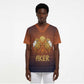 Aker Scrub Top Ancient Egyptian Sunset Gradient, Twin Lion Guardians, and Solar Disc - African Pride