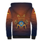 Aker Sherpa Hoodie Ancient Egyptian Sunset Gradient, Twin Lion Guardians, and Solar Disc - African Pride