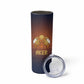 Aker Skinny Tumbler Ancient Egyptian Sunset Gradient, Twin Lion Guardians, and Solar Disc - African Pride