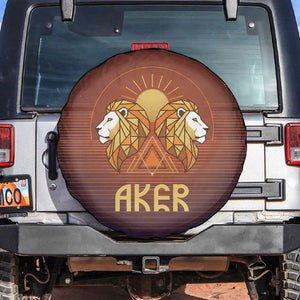 Aker Spare Tire Cover Ancient Egyptian Sunset Gradient, Twin Lion Guardians, and Solar Disc - African Pride