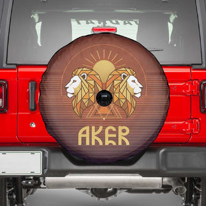 Aker Spare Tire Cover Ancient Egyptian Sunset Gradient, Twin Lion Guardians, and Solar Disc - African Pride
