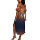 Aker Summer Maxi Dress Ancient Egyptian Sunset Gradient, Twin Lion Guardians, and Solar Disc - African Pride