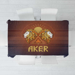 Aker Tablecloth Ancient Egyptian Sunset Gradient, Twin Lion Guardians, and Solar Disc - African Pride