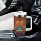 Aker Tumbler With Handle Ancient Egyptian Sunset Gradient, Twin Lion Guardians, and Solar Disc - African Pride