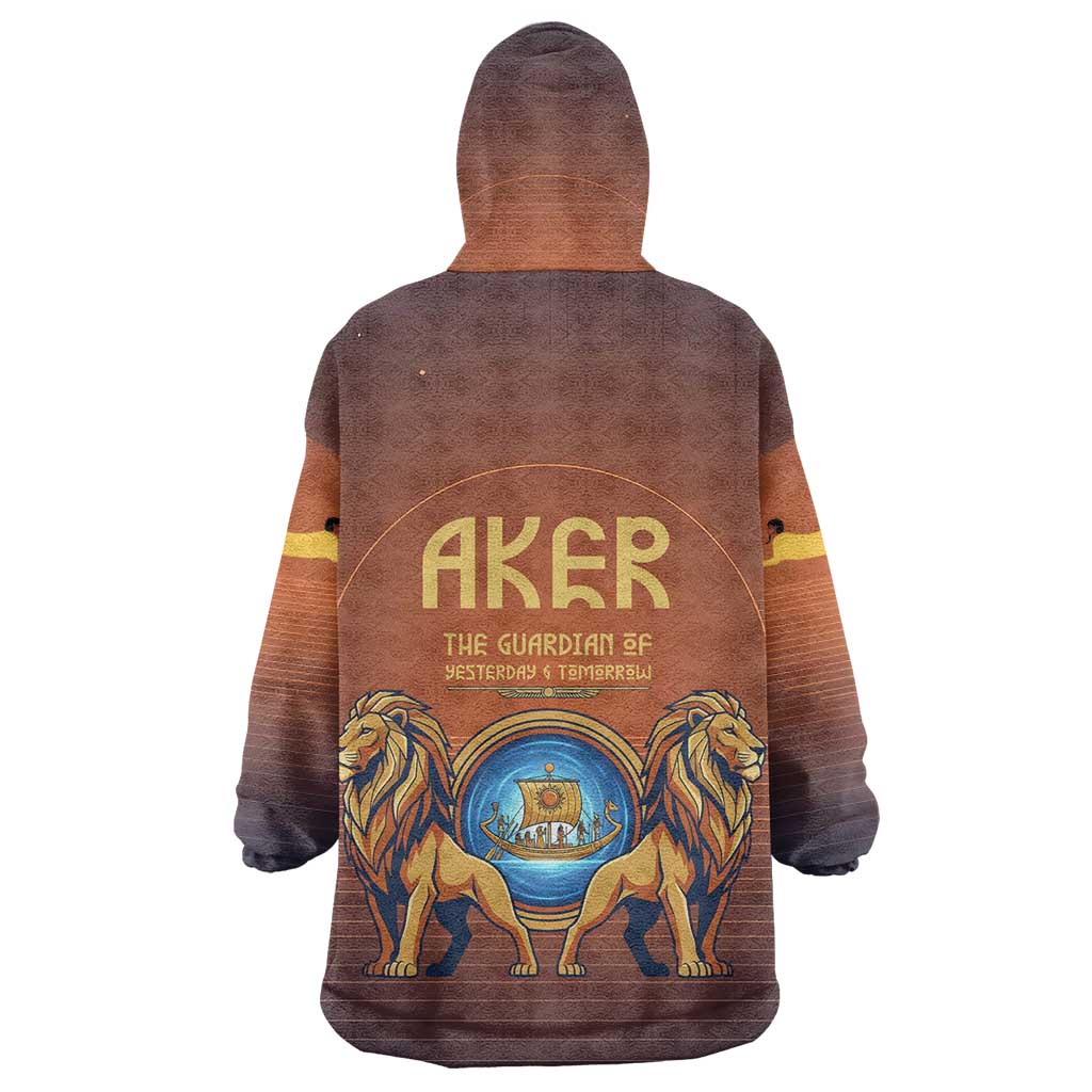 Aker Wearable Blanket Hoodie Ancient Egyptian Sunset Gradient, Twin Lion Guardians, and Solar Disc - African Pride