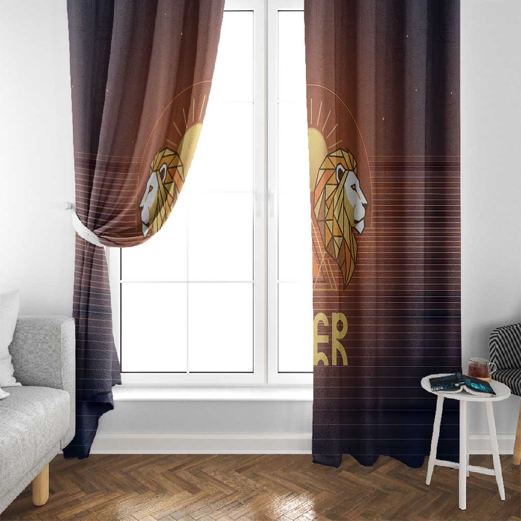 Aker Window Curtain Ancient Egyptian Sunset Gradient, Twin Lion Guardians, and Solar Disc - African Pride