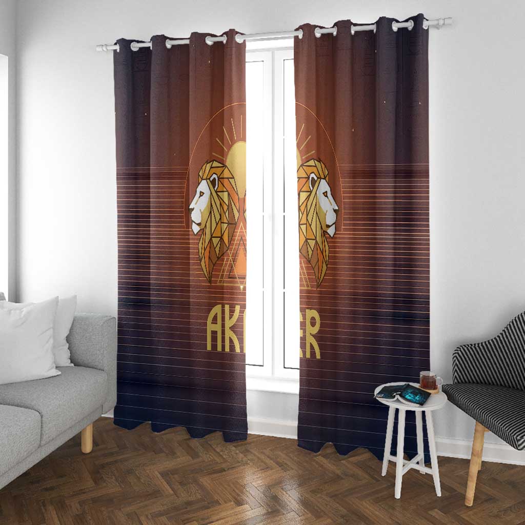 Aker Window Curtain Ancient Egyptian Sunset Gradient, Twin Lion Guardians, and Solar Disc - African Pride