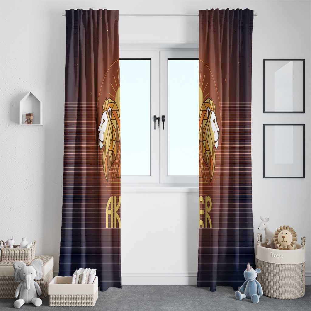 Aker Window Curtain Ancient Egyptian Sunset Gradient, Twin Lion Guardians, and Solar Disc - African Pride