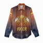 Aker Women Casual Shirt Ancient Egyptian Sunset Gradient, Twin Lion Guardians, and Solar Disc - African Pride