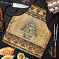 Aker Ancient Egyptian Apron with Hieroglyphic Pattern, Pyramid Symbol, and Twin Lion Guardians Motif - African Pride