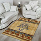 Aker Ancient Egyptian Area Rug with Hieroglyphic Pattern, Pyramid Symbol, and Twin Lion Guardians Motif - African Pride