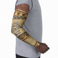 Aker Ancient Egyptian Arm Sleeves with Hieroglyphic Pattern, Pyramid Symbol, and Twin Lion Guardians Motif - African Pride