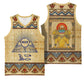 Aker Ancient Egyptian Basketball Jersey with Hieroglyphic Pattern, Pyramid Symbol, and Twin Lion Guardians Motif - African Pride