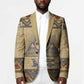 Aker Ancient Egyptian Blazer with Hieroglyphic Pattern, Pyramid Symbol, and Twin Lion Guardians Motif - African Pride