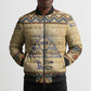 Aker Ancient Egyptian Bomber Puffer Jacket with Hieroglyphic Pattern, Pyramid Symbol, and Twin Lion Guardians Motif - African Pride