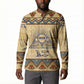 Aker Ancient Egyptian Button Sweatshirt with Hieroglyphic Pattern, Pyramid Symbol, and Twin Lion Guardians Motif