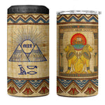 Aker Ancient Egyptian 4 in 1 Can Cooler Tumbler with Hieroglyphic Pattern, Pyramid Symbol, and Twin Lion Guardians Motif - African Pride