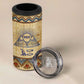 Aker Ancient Egyptian 4 in 1 Can Cooler Tumbler with Hieroglyphic Pattern, Pyramid Symbol, and Twin Lion Guardians Motif - African Pride