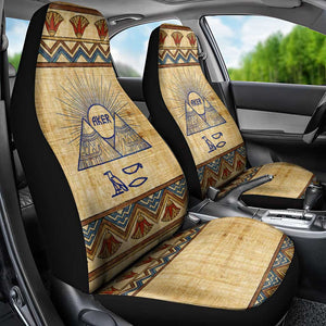 Aker Ancient Egyptian Car Seat Cover with Hieroglyphic Pattern, Pyramid Symbol, and Twin Lion Guardians Motif - African Pride